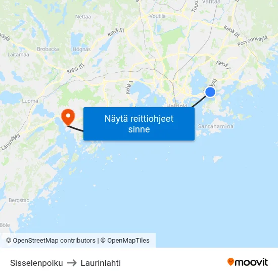 Sisselenpolku to Laurinlahti map