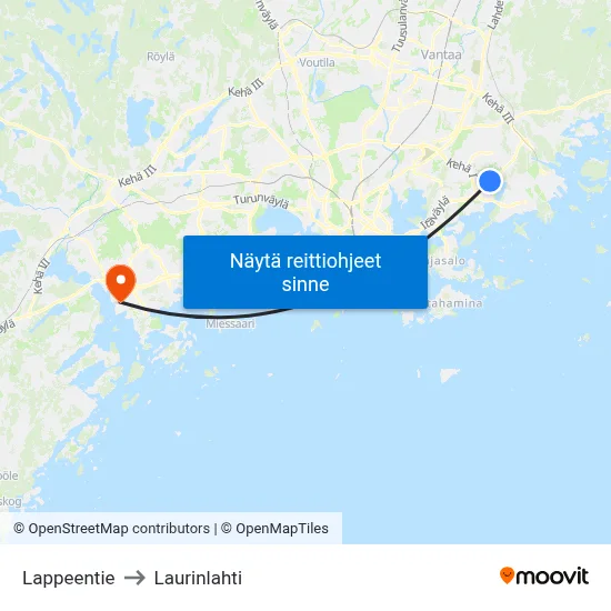 Lappeentie to Laurinlahti map