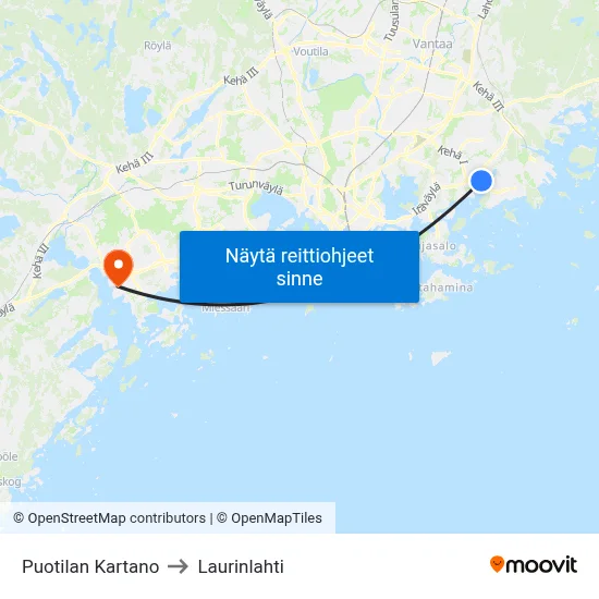 Puotilan Kartano to Laurinlahti map