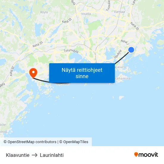 Klaavuntie to Laurinlahti map