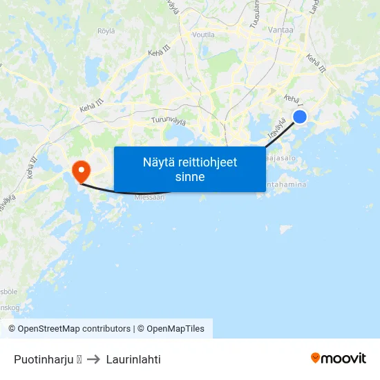 Puotinharju 🛍️ to Laurinlahti map