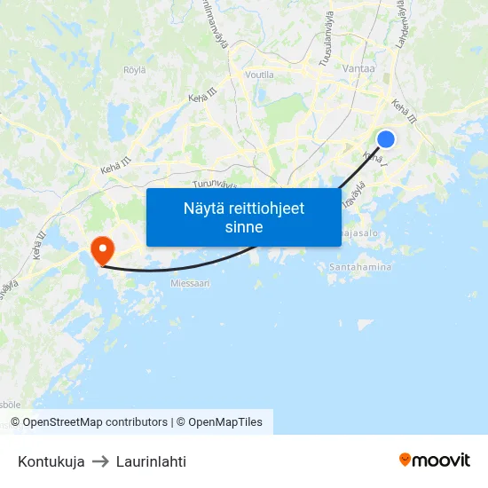 Kontukuja to Laurinlahti map