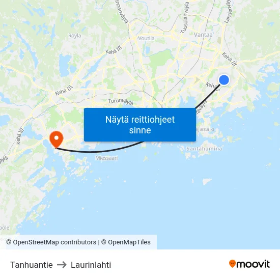 Tanhuantie to Laurinlahti map