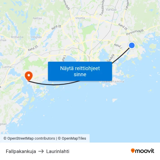 Fallpakankuja to Laurinlahti map