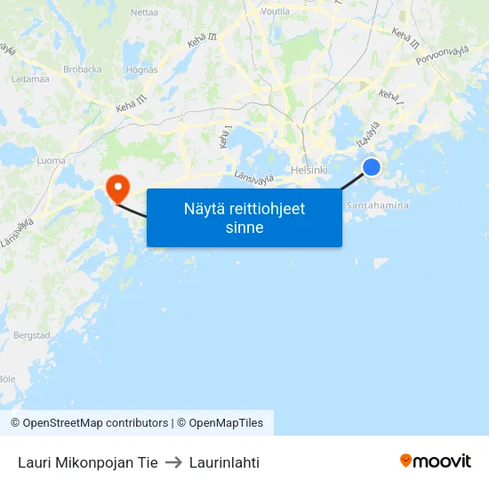 Lauri Mikonpojan Tie to Laurinlahti map