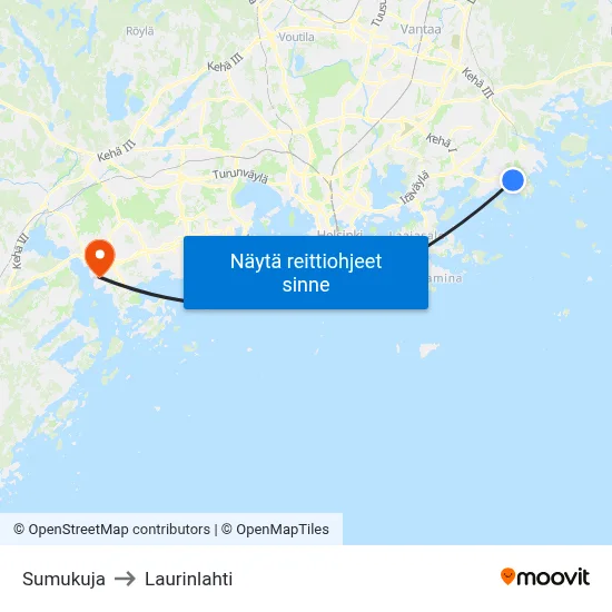 Sumukuja to Laurinlahti map