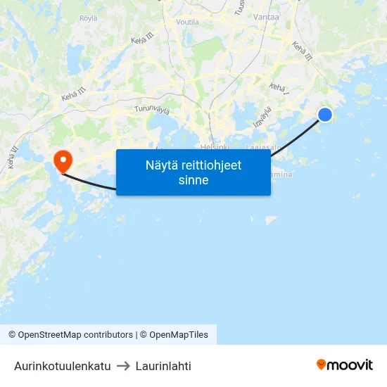 Aurinkotuulenkatu to Laurinlahti map