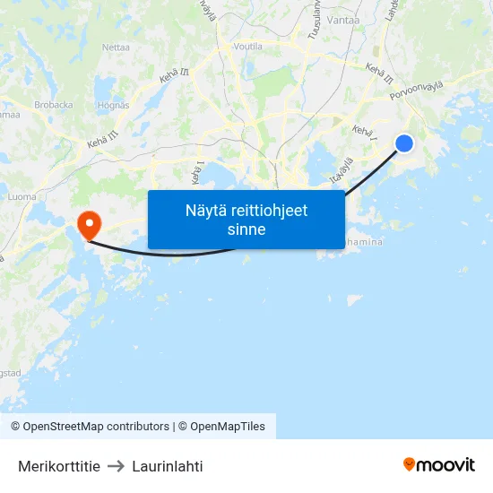 Merikorttitie to Laurinlahti map