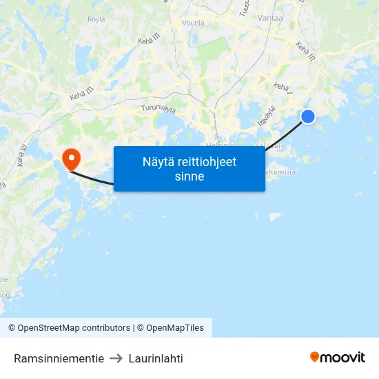 Ramsinniementie to Laurinlahti map