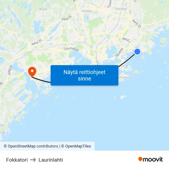 Fokkatori to Laurinlahti map