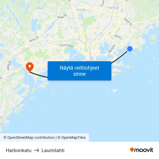 Harbonkatu to Laurinlahti map