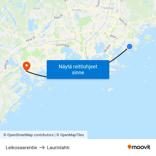 Leikosaarentie to Laurinlahti map