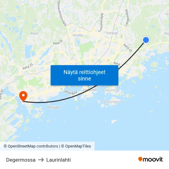 Degermossa to Laurinlahti map
