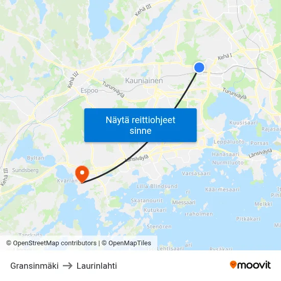 Gransinmäki to Laurinlahti map
