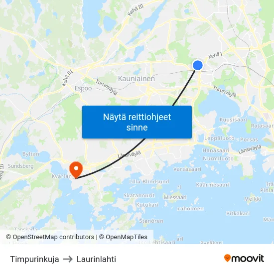 Timpurinkuja to Laurinlahti map