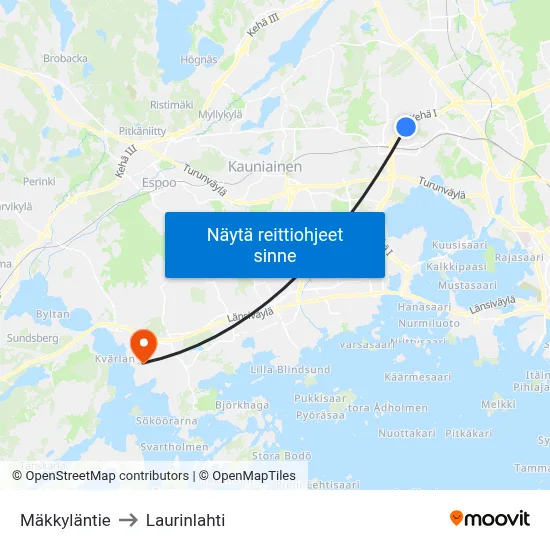 Mäkkyläntie to Laurinlahti map