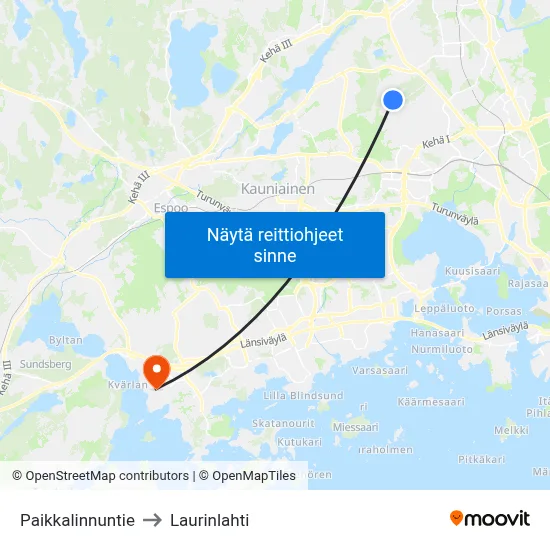 Paikkalinnuntie to Laurinlahti map