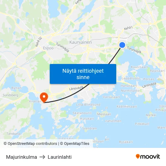 Majurinkulma to Laurinlahti map