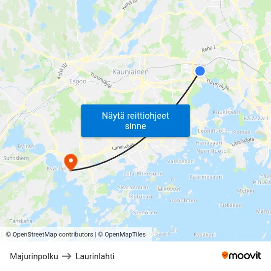 Majurinpolku to Laurinlahti map