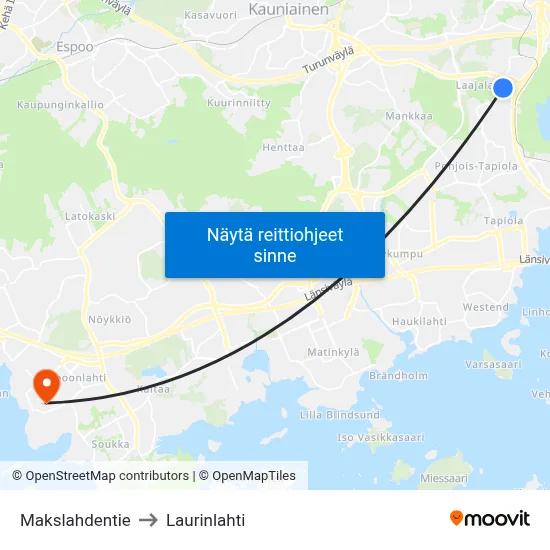 Makslahdentie to Laurinlahti map