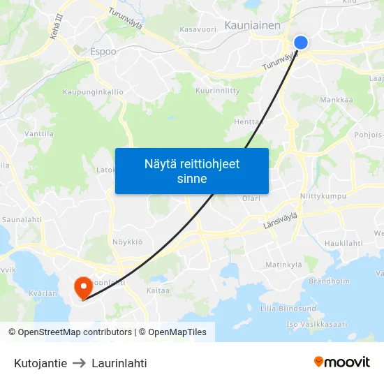 Kutojantie to Laurinlahti map