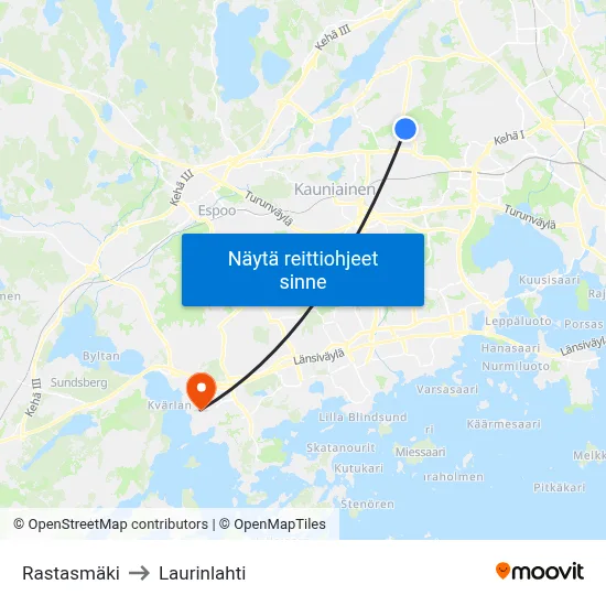 Rastasmäki to Laurinlahti map
