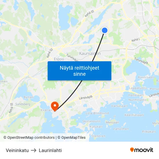 Veininkatu to Laurinlahti map