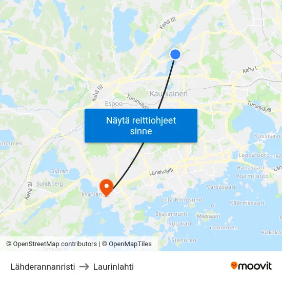 Lähderannanristi to Laurinlahti map
