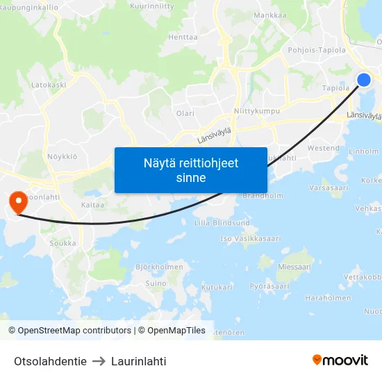 Otsolahdentie to Laurinlahti map