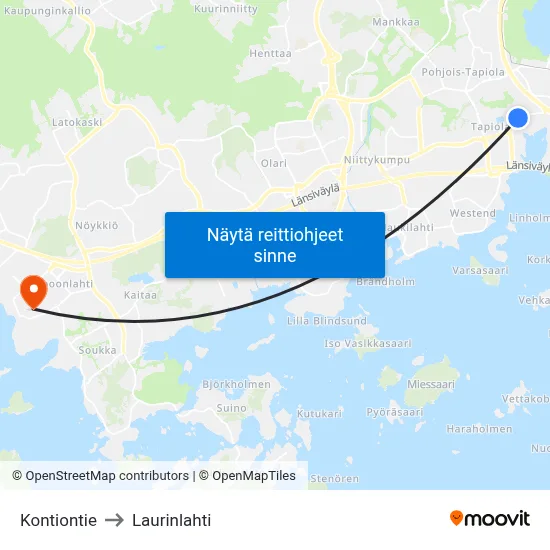 Kontiontie to Laurinlahti map
