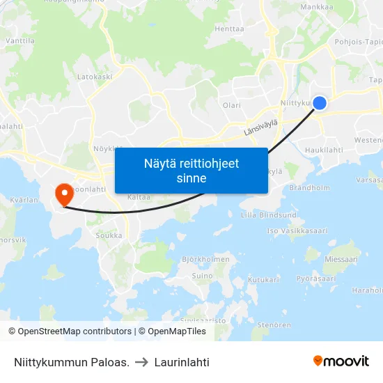 Niittykummun Paloas. to Laurinlahti map