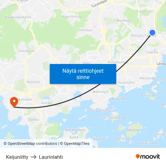 Keijuniitty to Laurinlahti map