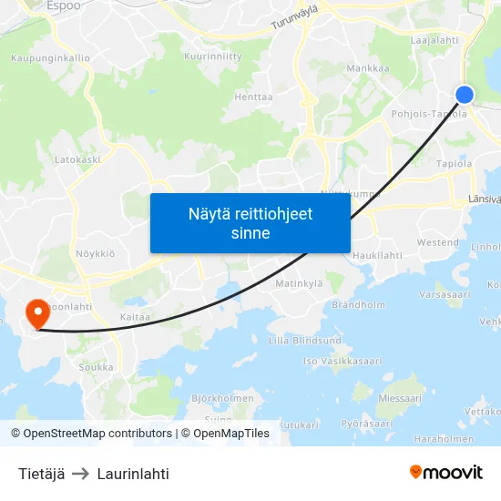 Tietäjä to Laurinlahti map