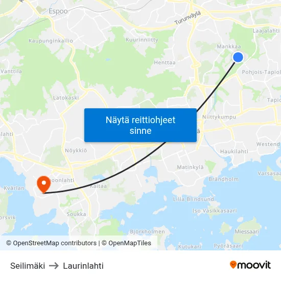 Seilimäki to Laurinlahti map