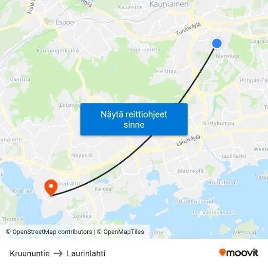 Kruununtie to Laurinlahti map