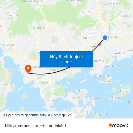 Niittykummunsilta to Laurinlahti map