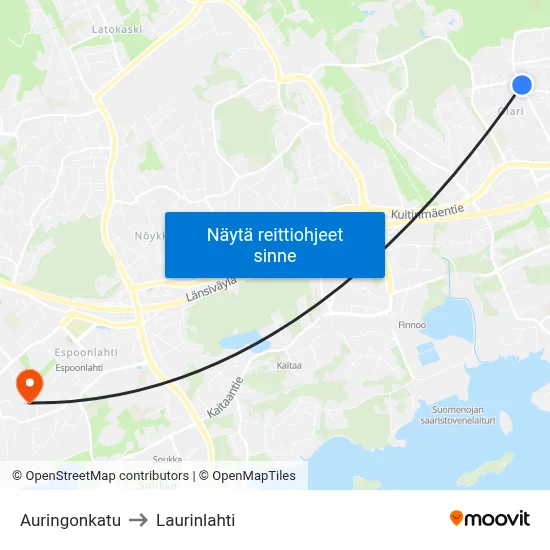 Auringonkatu 🛒🍽 to Laurinlahti map