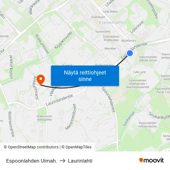 Espoonlahden Uimah. to Laurinlahti map