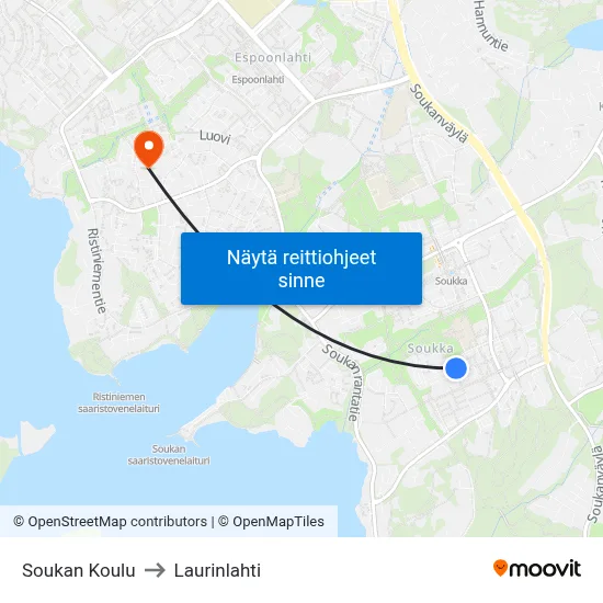 Soukan Koulu to Laurinlahti map