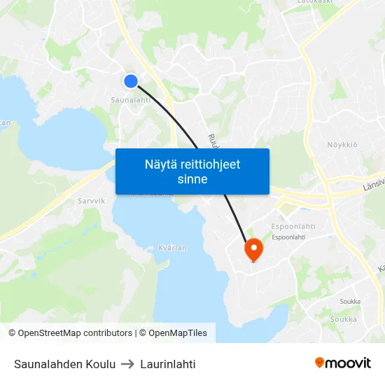 Saunalahden Koulu to Laurinlahti map