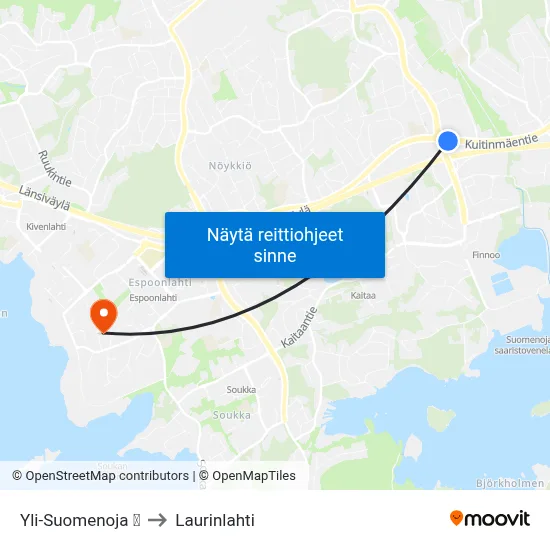 Yli-Suomenoja 🛍️ to Laurinlahti map