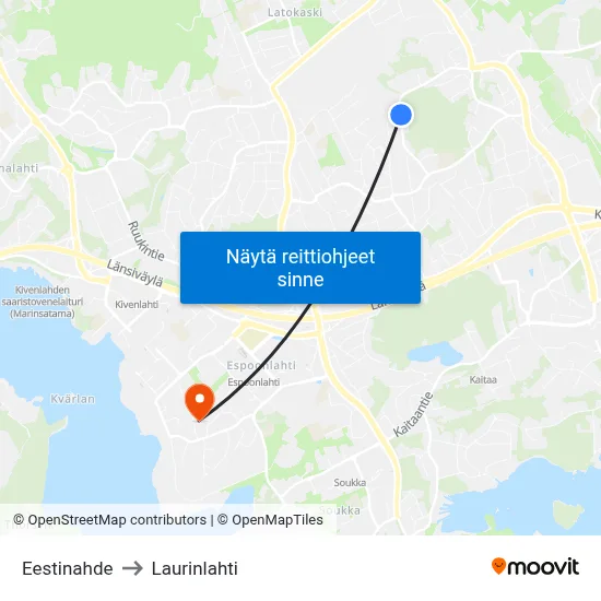Eestinahde to Laurinlahti map