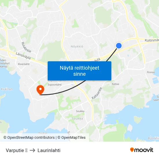 Varputie 🛍️ to Laurinlahti map