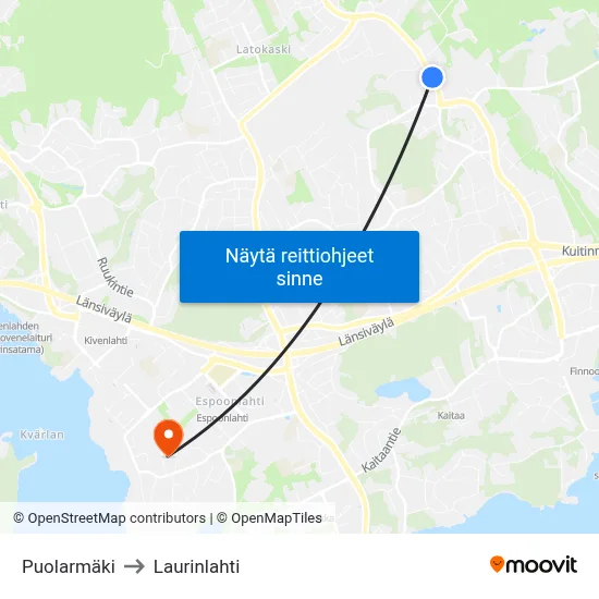 Puolarmäki to Laurinlahti map