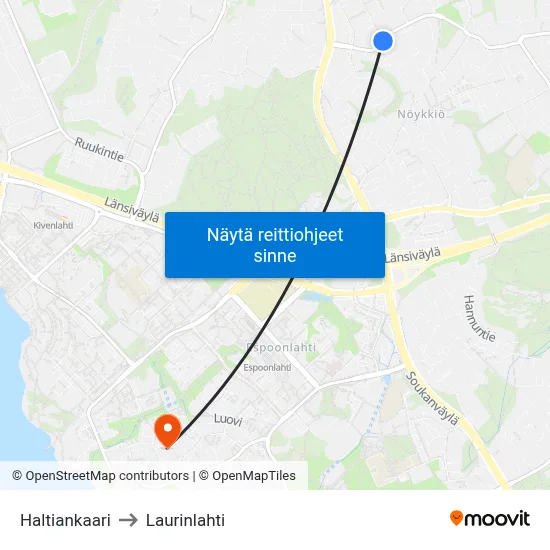 Haltiankaari to Laurinlahti map