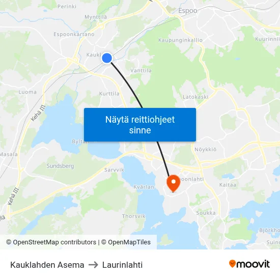Kauklahden Asema to Laurinlahti map