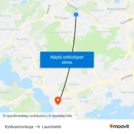 Kylävainionkuja to Laurinlahti map