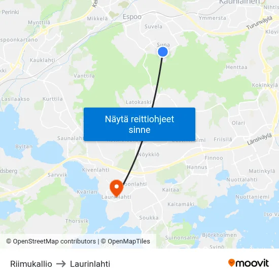 Riimukallio to Laurinlahti map