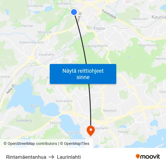 Rintamäentanhua to Laurinlahti map