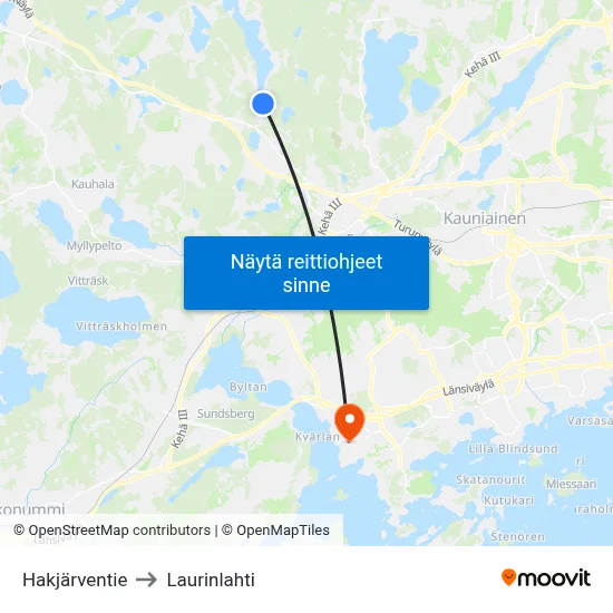 Hakjärventie to Laurinlahti map
